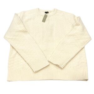 J. Crew | Cable Knit Ivory Lambwool Crewneck Sweater